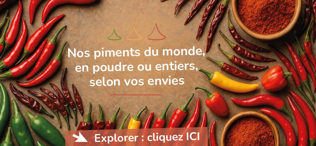 Epices du Monde - Nos piments du monde, en poudre ou entiers, selon vos envies image de plsuieurs épices